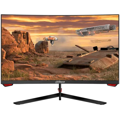 Геймърски извит монитор Dahua LM24-E230C, 23.6" FHD (1920x1080) VA, 165Hz, 99% sRGB, 16:9, 3000:1, 178°/178°, 1ms, 1x DP 1.2, 2x HDMI 1.4, 1x Audio out.