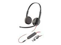 HP Poly Blackwire 3225 Stereo USB-C Headset +3.5mm Plug +USB-C/A Adapter Bulk