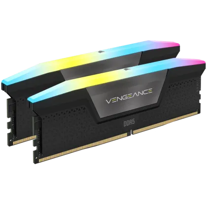 Corsair DDR5, 5600MT/s 32GB 2x16GB DIMM, Unbuffered, 40-40-40-77, XMP 3.0, VENGEANCE RGB DDR5 Black Heatspreader, RGB LED, 1.25V, EAN:0840006600213