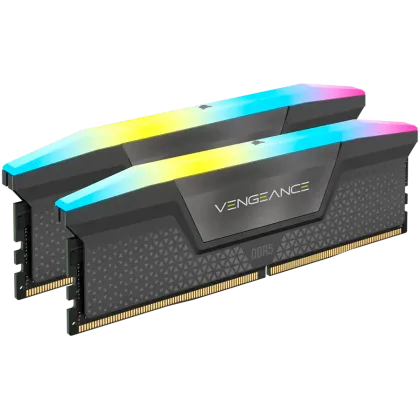 Corsair DDR5, 6000MT/s 32GB 2x16GB DIMM, Unbuffered, 30-36-36-76, Std PMIC, AMD EXPO, VENGEANCE RGB DDR5 Cool Gray Heatspreader, Black PCB, 1.4V, EAN:0840006600107