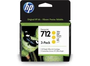 Cartuș de cerneală consumabil HP 712 galben, pachet de 3