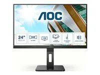 Monitor AOC 24P2QM, 23.8" VA WLED, 1920x1080@75Hz, 4ms GtG, 300cd m/2, 3000:1, 50M:1 DCR, Adaptive Sync, Low Blue Light, FlickerFree, 2Wx2, Tilt, Height Adjust, Pivot, Swivel, D-SUB, DVI, HDMI, DP, USB hub