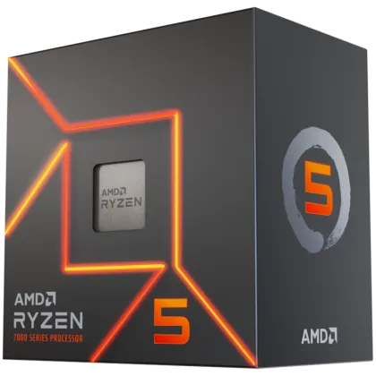 AMD CPU Desktop Ryzen 5 6C/12T 7600 (5.2GHz Max, 38MB,65W,AM5) box, with Radeon Graphics and Wraith Stealth Cooler