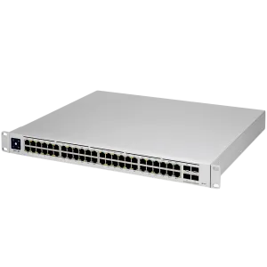 Ubiquiti Layer 3 switch with (48) GbE RJ45 ports and (4) 10G SFP+ ports.