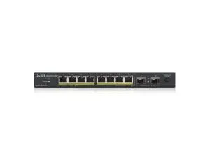 Switch ZyXEL GS1100-10HP v2, unmanage PoE 8x Gigabit, 2x Fiber Uplink, 120 WattPoE