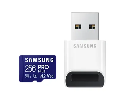 Card de memorie Samsung PRO Plus, microSDXC, UHS-I, 256 GB, adaptor, cititor USB