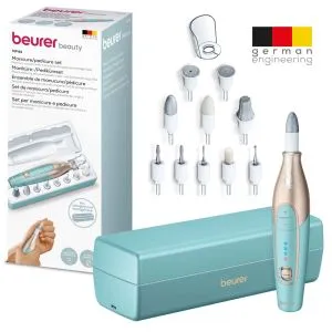 Manicure/pedicure set Beurer MP 84 Premium Manicure/pedicure set, 10 attachments, 3 speed levels, Ergonomic design and bright LED light, Lithium ion battery, with practical charging and storage case