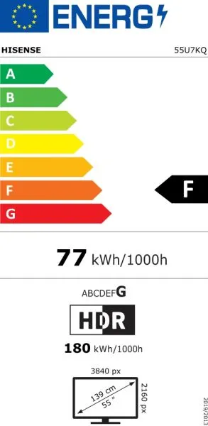 Televizor Hisense 55" U7KQ, 4K Ultra HD 3840x2160, ULED, FALD, Quantum Dot, 144Hz, IPS, HDR 10+, HLG, Dolby Vision IQ, Dolby Atmos, Smart TV, WiFi 5GHz, WiFi Direct, BT, Anyview Cast, 4xHDMI , 2xUSB, LAN, CI+, DVB-T2/C/S2, Negru