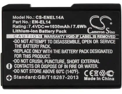 Baterie foto NIKON EN-EL14, 7,4 V, 1030 mAh, Li-Ion, Cameron Sino