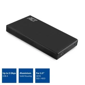 Sertar pentru hard disk ACT AC1200, SATA, 2.5", USB-C 3.2 Gen1, negru