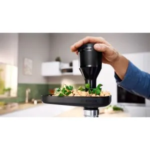 Месомелачка Bosch MFWS440B, Meat mincer - MultiPower 1900 W, Planetary gearbox, 2,5 kg/min, kebbe attachment, sausage attachment, reverse function, Black