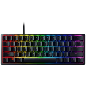 Huntsman V3 Pro Mini - Aspect SUA, tastatură pentru jocuri, comutator optic analog Gen-2, dimensiune 60%, Razer Chroma™ RGB, cablu de tip C detașabil, capace PBT Doubleshot, carcasă superioară din aliaj de aluminiu periat 5052, mod de declanșare rapidă, i