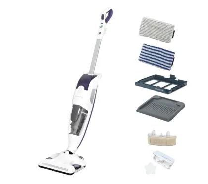 Mașină de curățat cu abur Rowenta RY7731WH, CLEAN&STEAM REVOLUTION GREY, tampoane din microfibră 1 „Toate podelele” și 1 „Hard Spot”, cartuș de filtrare a apei x2, cipuri de ulei esențial x10, Carpetglider