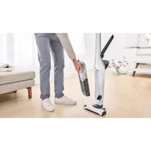Прахосмукачка Bosch BCH3P2301, Cordless Handstick Vacuum cleaner 2 in 1 Flexxo Gen2, Serie 4, 2 Ah, 23V, 81 dB(A), AllFloor Power Brush with LED, White