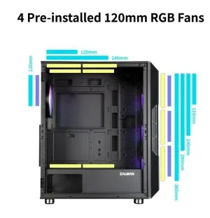 Zalman кутия Case ATX - I3 NEO Black - RGB, Mesh