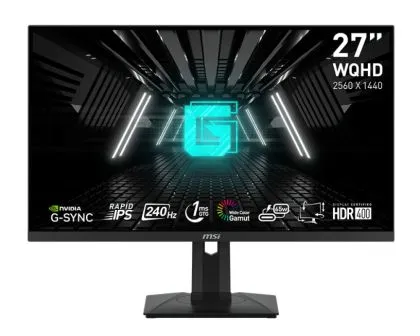 Monitor MSI G274QPX, 27", 240Hz, 1ms, Rapid IPS, 2560x1440, G-Sync Compatible, Gaming OSD, Mystic Light, 98% DCI-P3, AG, USB hub, 400 nits, 1000:1, DCR 100M:1, DP(1.4a), 2xHDMI(2.0b), 1xTypeC DP alt. w/PD (65W), High Adj., VESA, 9S6-3CC29H-040
