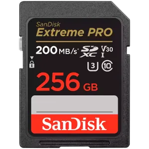 SanDisk Extreme PRO 256GB SDXC Memory Card + 2 years RescuePRO Deluxe up to 200MB/s & 140MB/s Read/Write speeds, UHS-I, Class 10, U3, V30