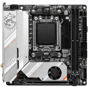 MSI MPG B650I EDGE WIFI, m-ITX, Socket AM5, Dual Channel DDR5 6600+MHz (OC), 1x PCIe x16 slot, 2x M.2 slot, 1x HDMI, 3x USB 3.2 Gen 2, 2x USB 3.2 Gen 1, 1x USB 3.2 Gen2x2 Type C, 7.1 HD Audio, 2.5Gbps LAN, WIFI, BT, 3Y