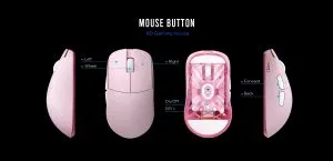 Lamzu професионална геймърска мишка ATLANTIS MINI [Champion Edition] 1K (8K compatible) - Wireless Gaming Mouse - Light Pink