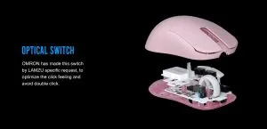 Lamzu професионална геймърска мишка ATLANTIS MINI [Champion Edition] 1K (8K compatible) - Wireless Gaming Mouse - Light Pink