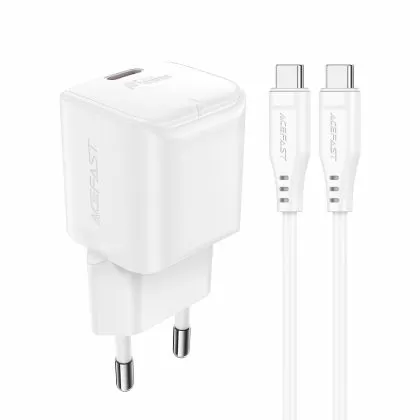 Acefast Charger Wall GaN PD20W - A73 Mini with 1.2m cable - USB-C x 1, White