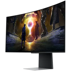 Monitor LED Samsung LS34DG850SUXDU Odyssey G85SD, 34"   Ultra WQHD Curved 1800R 21:9 (3440x1440) OLED 174Hz, 250 cd/m2, 1m:1, HDR400, 0.03ms (GTG), 178/178, FreeSync, 1xDP 2xHDMI, USB Hub, Speakers 3.5 Jack, Remote, 2Y