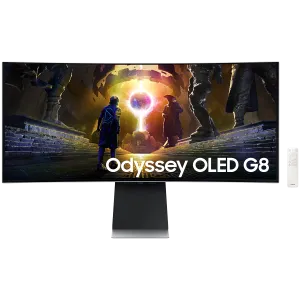 Monitor LED Samsung LS34DG850SUXDU Odyssey G85SD, 34"   Ultra WQHD Curved 1800R 21:9 (3440x1440) OLED 174Hz, 250 cd/m2, 1m:1, HDR400, 0.03ms (GTG), 178/178, FreeSync, 1xDP 2xHDMI, USB Hub, Speakers 3.5 Jack, Remote, 2Y