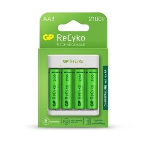 Incarcator GP BATERIES E411 + 2100mAh AA, Pentru 4 bucati, NiMH