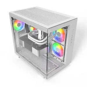 Montech кутия KING 65 Pro, Dual Chamber Mid-tower Case, 3 ARGB Fans, White