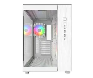 Montech кутия KING 65 Pro, Dual Chamber Mid-tower Case, 3 ARGB Fans, White