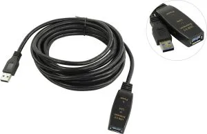 VCom Кабел удължение USB 3.0 AM / AF Active Extension Cable 5M Black - CU827A-5.0m