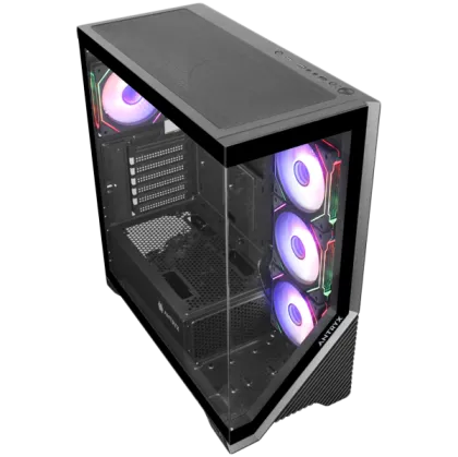 Chassis FC-AR17A-ARGB, 7 slots, 1 x Type C, 2 X USB 3.0, 4 x ARGB, remote, Without PSU, Black