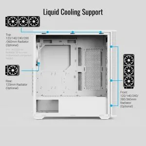 AeroCool кутия Case ATX - D501A White, Addressable RGB, Wood