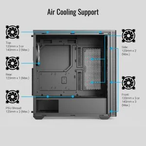 AeroCool кутия Case ATX - D501A Black, Addressable RGB, Wood
