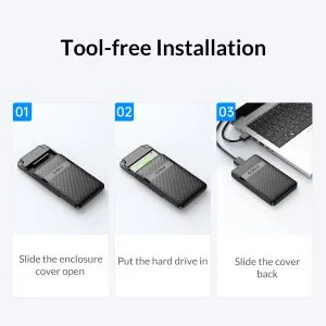 Orico кутия за диск Storage - Case - 2.5 inch USB-C - 2577C3-V1-BK