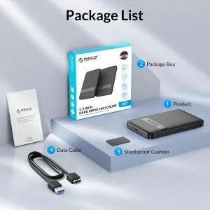 Orico кутия за диск Storage - Case - 2.5 inch USB-C - 2577C3-V1-BK