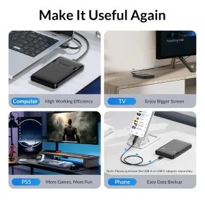 Orico кутия за диск Storage - Case - 2.5 inch USB-C - 2577C3-V1-BK