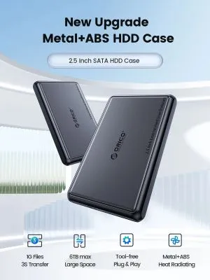 Orico външна кутия за диск Storage - Case - 2.5 inch USB-C/A Black - DDL25-C3-BK