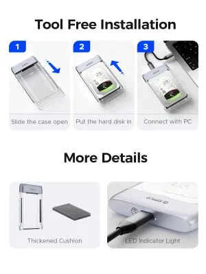 Orico външна кутия за диск Storage - Case - 2.5 inch 5Gbps USB-C Transparent - TX25C3-GY-BP