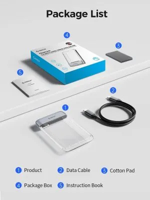 Orico външна кутия за диск Storage - Case - 2.5 inch 5Gbps USB-C Transparent - TX25C3-GY-BP
