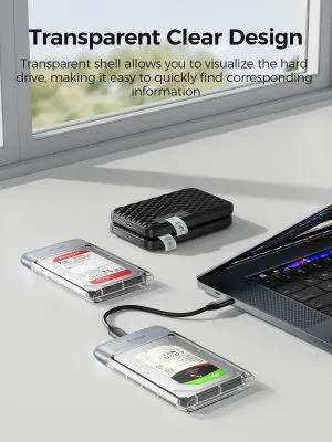 Orico външна кутия за диск Storage - Case - 2.5 inch 5Gbps USB-C Transparent - TX25C3-GY-BP