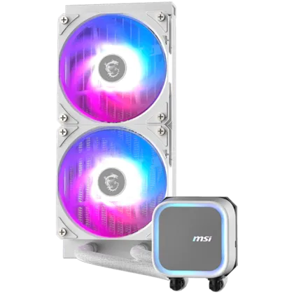 MSI MAG CORELIQUID A13 240 WHITE, 2x120mm Pre-installed ARGB Daisy Chain Fans, Replacable Top Cover, Copper Base Intel LGA 1700/1851, AMD AM5/AM4, 3Y Warranty