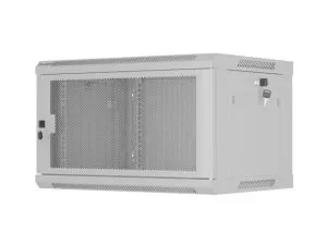 Комуникационен шкаф Lanberg rack cabinet 19" wall-mount 6U/600x450 with perforated door grey (flat pack)