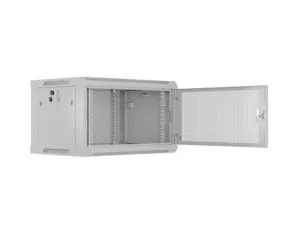 Комуникационен шкаф Lanberg rack cabinet 19" wall-mount 6U/600x450 with perforated door grey (flat pack)
