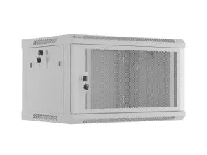 Комуникационен шкаф Lanberg rack cabinet 19" wall-mount 6U/600x450 with perforated door grey (flat pack)
