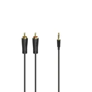 Hama Audio Cable, 3.5 mm Jack Plug - 2 RCA Plugs, Stereo, gold-plated, 1.5 m