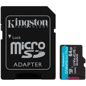 Kingston 64GB microSDXC Canvas Go Plus Gen4 200MB/s A2 U3 V30 Card + Adapter