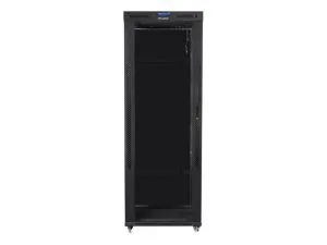 Комуникационен шкаф Lanberg rack cabinet 19" free-standing 42U/800x800 (flat pack) with glass door lcd black v2