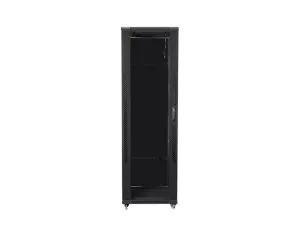 Комуникационен шкаф Lanberg rack cabinet 19" free-standing 42U / 800x800 self-assembly flat pack, black
