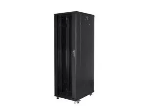 Комуникационен шкаф Lanberg rack cabinet 19" free-standing 42U / 800x800 self-assembly flat pack, black